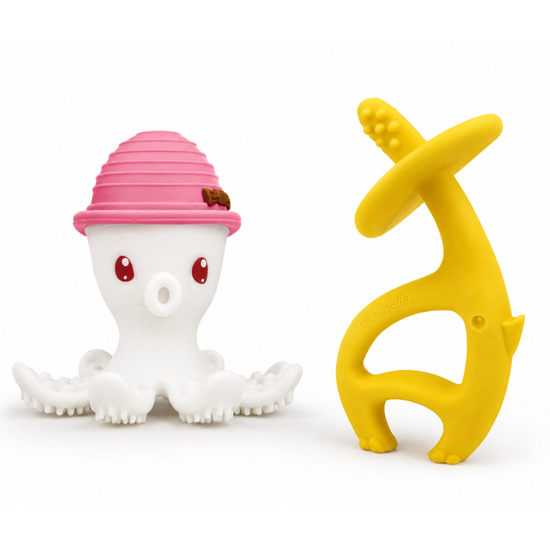 MOMBELLA DUO kramtukų rinkinys Octopus + Dancing Elephant