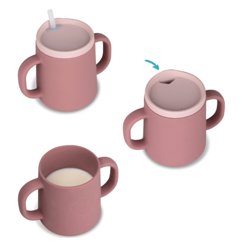 TumTum 3 stadijų treniruočių puodelis (laisvos tėkmės), rožinis, 180 ml